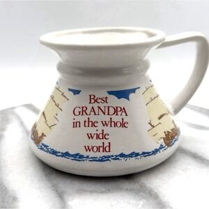 Vintage Contenova No Spill Mug Best Grandpa Ceramic Novelty‎ Cup Korea 1980s